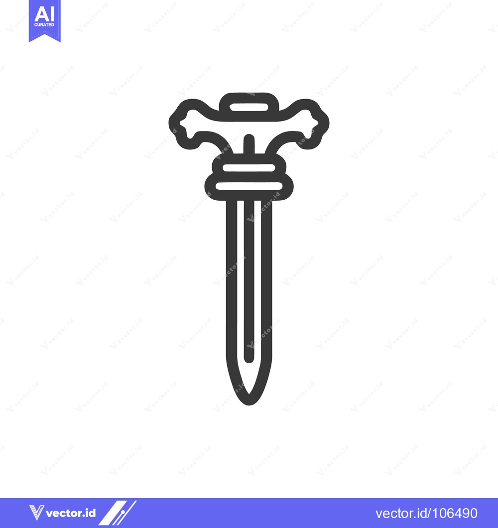Premium Vector dari Minimalist Sword Icon: Bold Outline, Ornamental Hilt, White Background
