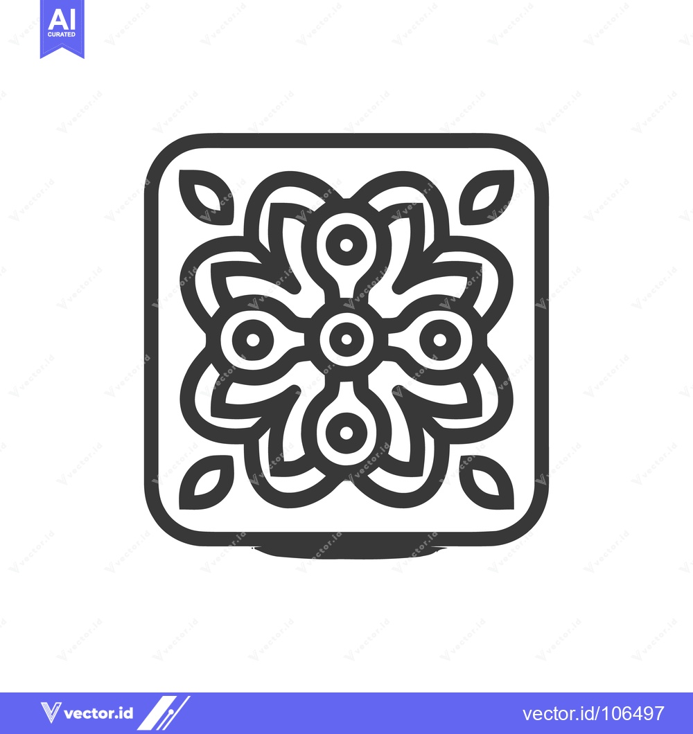 Premium Vector dari Elegant Floral Motif in Rounded Square Frame, Minimalist Line Art Desi