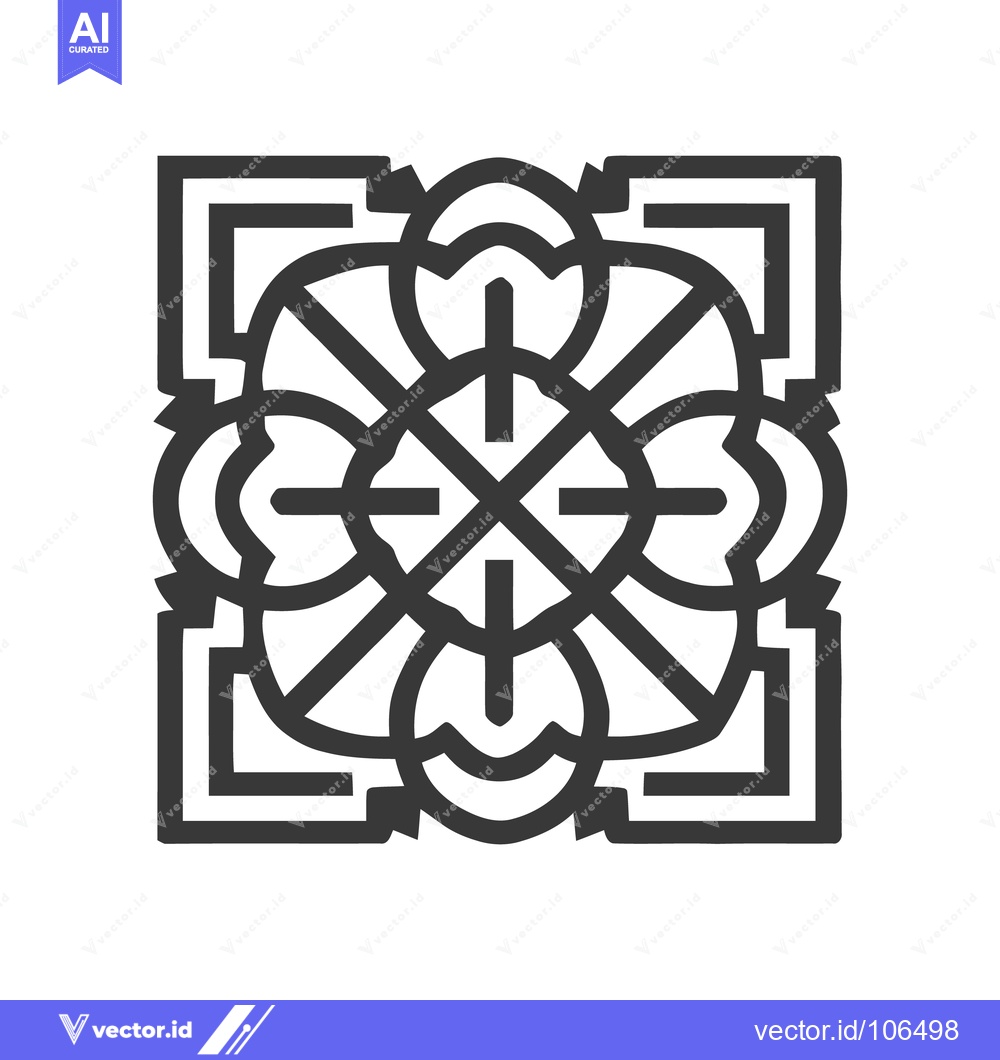 Premium Vector dari Intricate Geometric Mandala Design with Square Frame and Radial Symmet