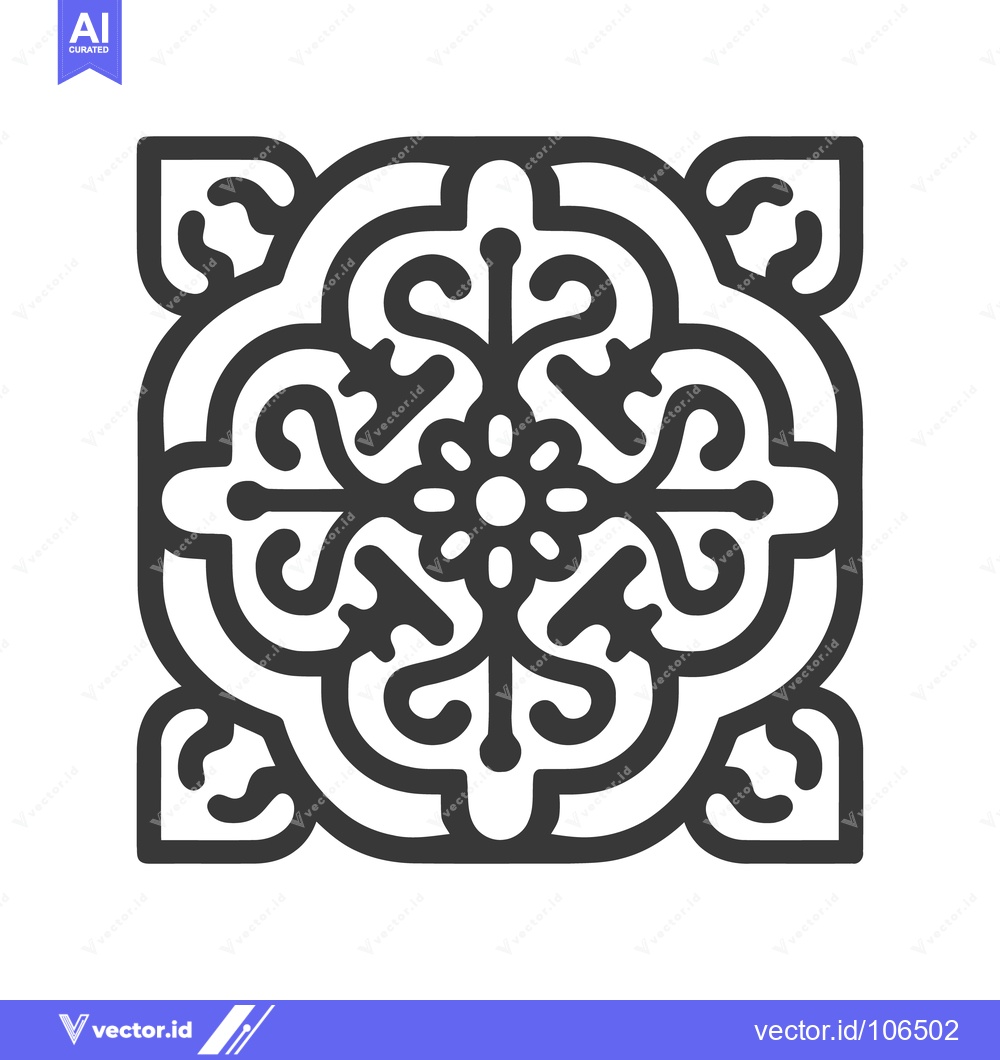 Premium Vector of Intricate Floral Mandala Design: Symmetrical, Geometric Pattern in Dar