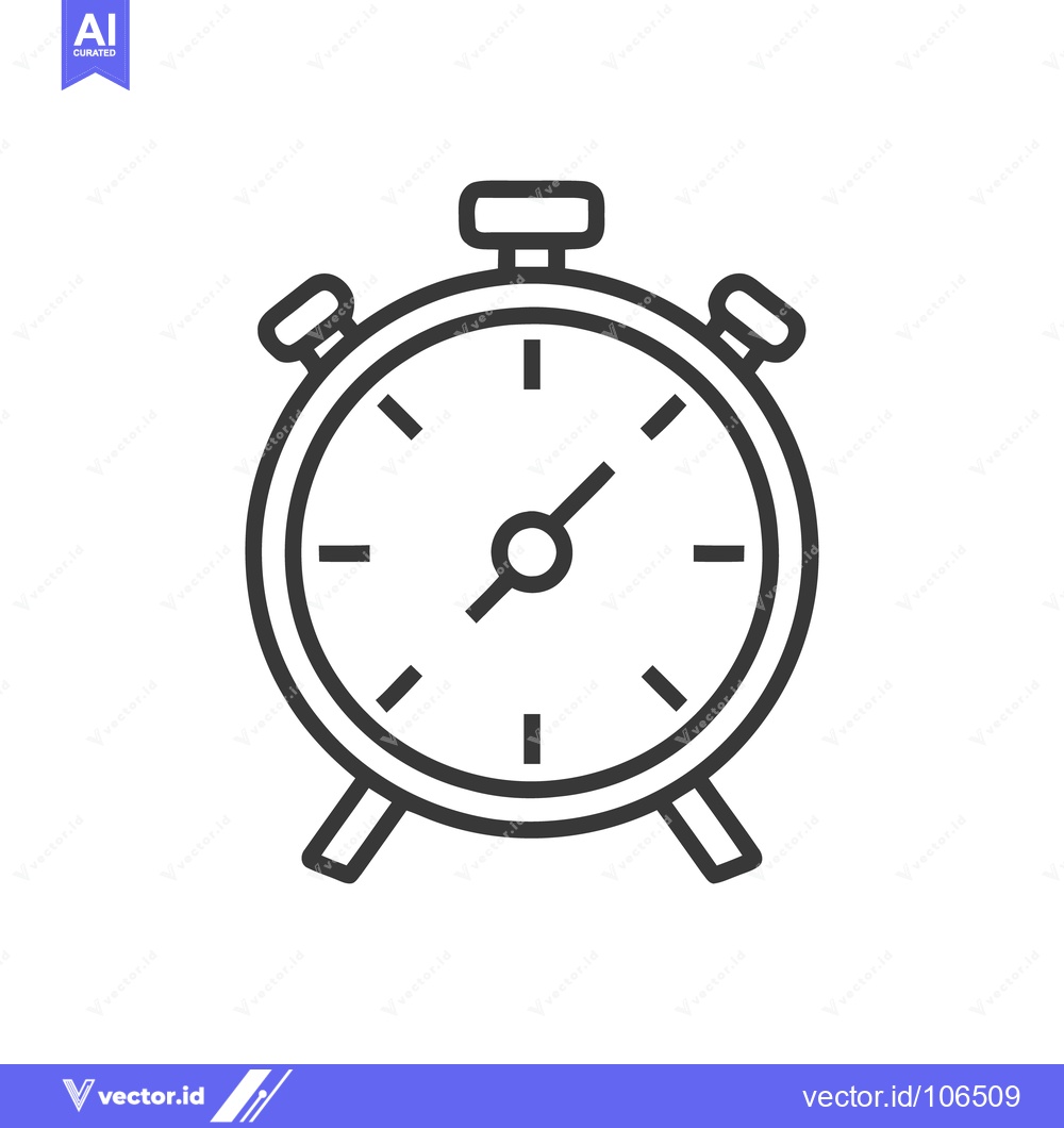 Premium Vector of Minimalist Alarm Clock Icon: Time Management and Deadline Symbol