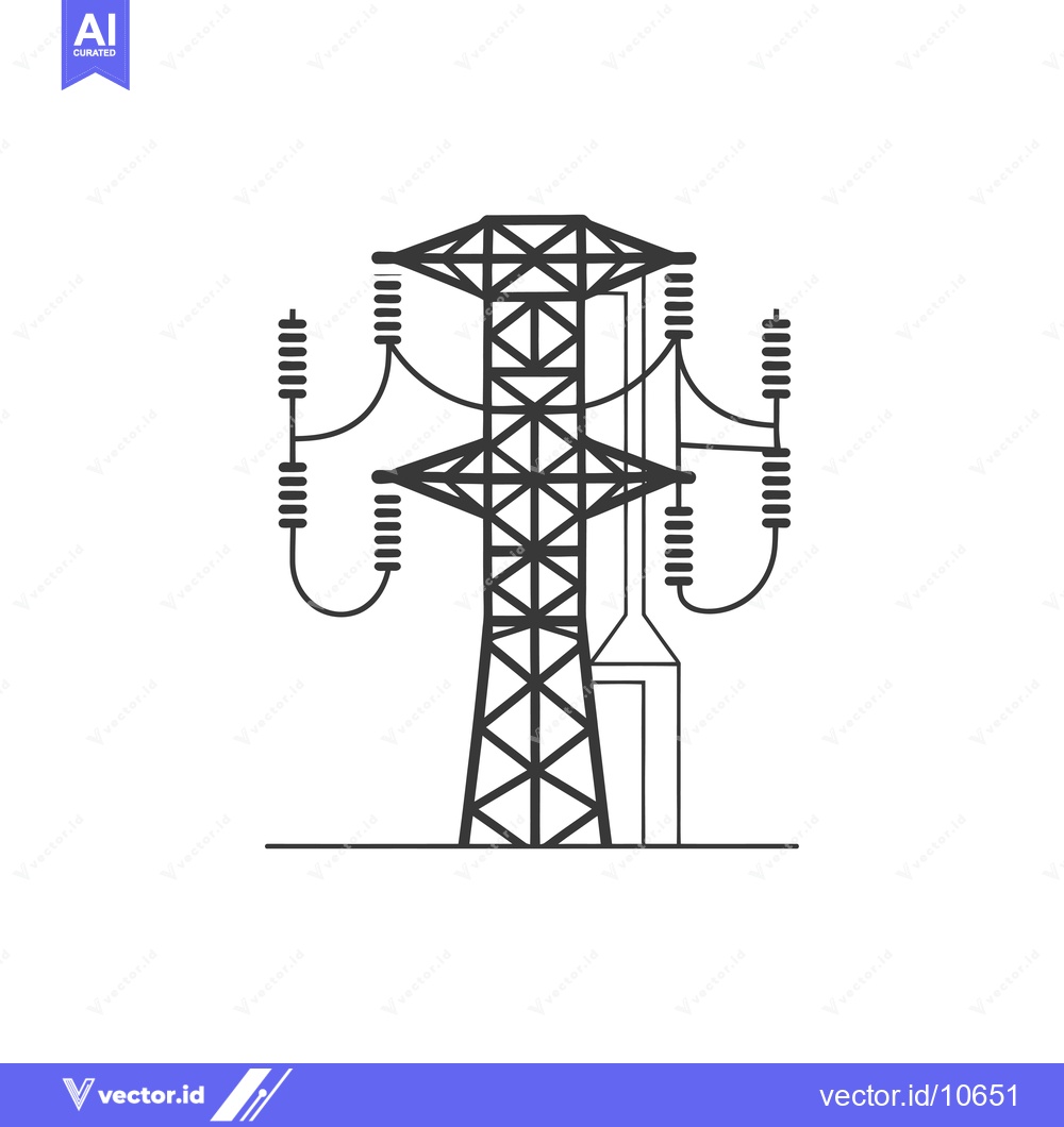 Premium Vector dari A Black and White Outline Illustration of a High Voltage Tower