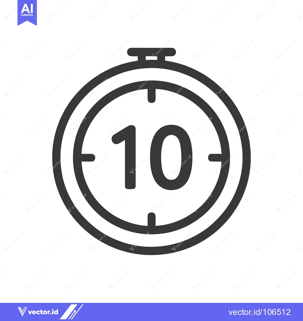 Premium Vector dari Ten Second Timer Icon, Minimalist Design, Countdown Symbol, Isolated o