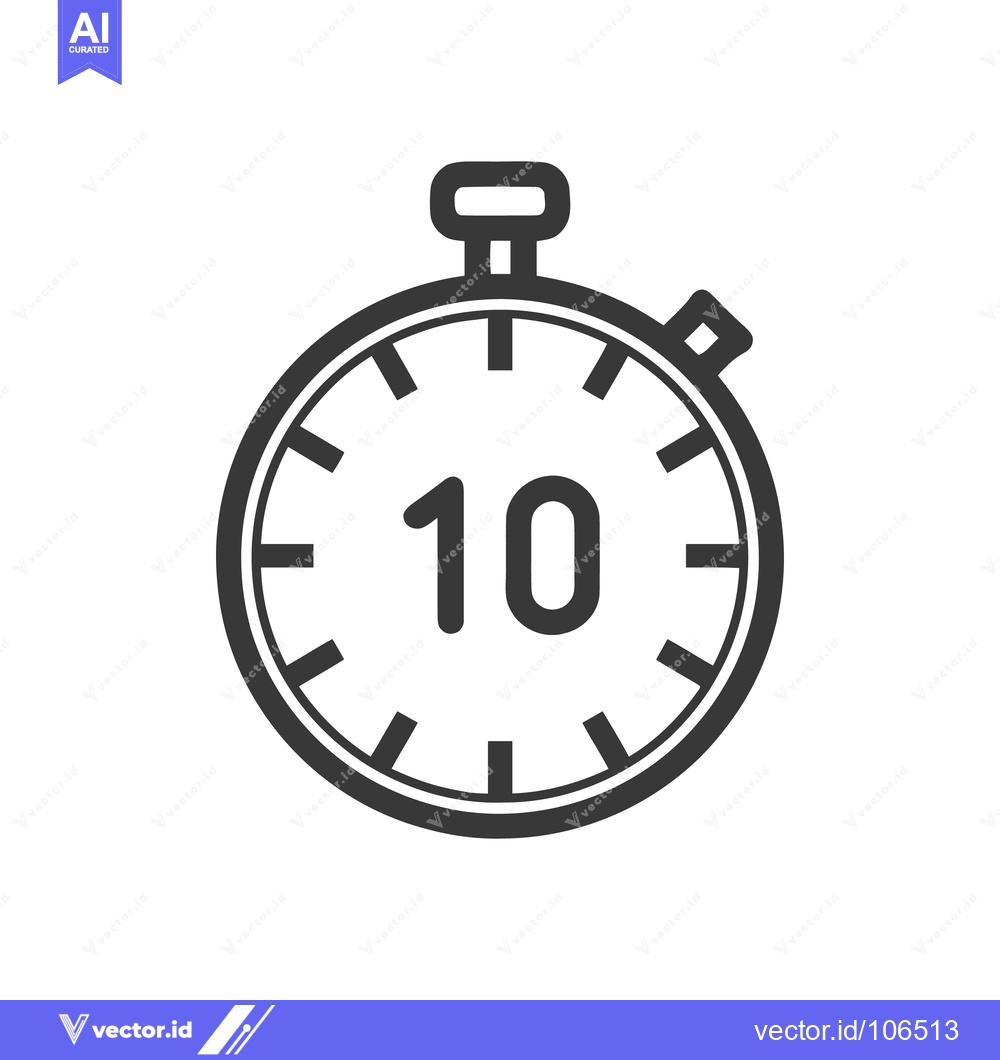 Premium Vector dari Ten Second Countdown: Minimalist Stopwatch Icon on White Background