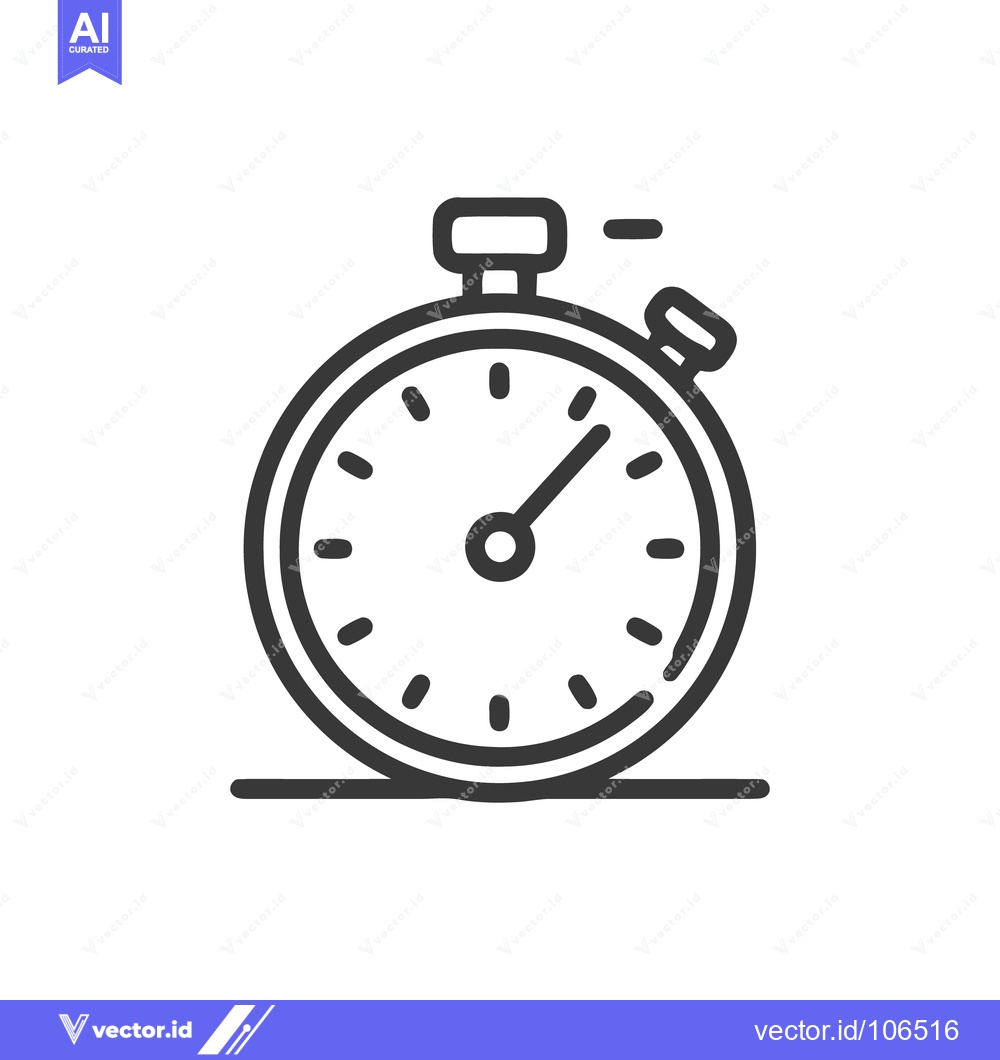 Premium Vector of Minimalist Stopwatch Icon: Precision Timing in Bold Line Art