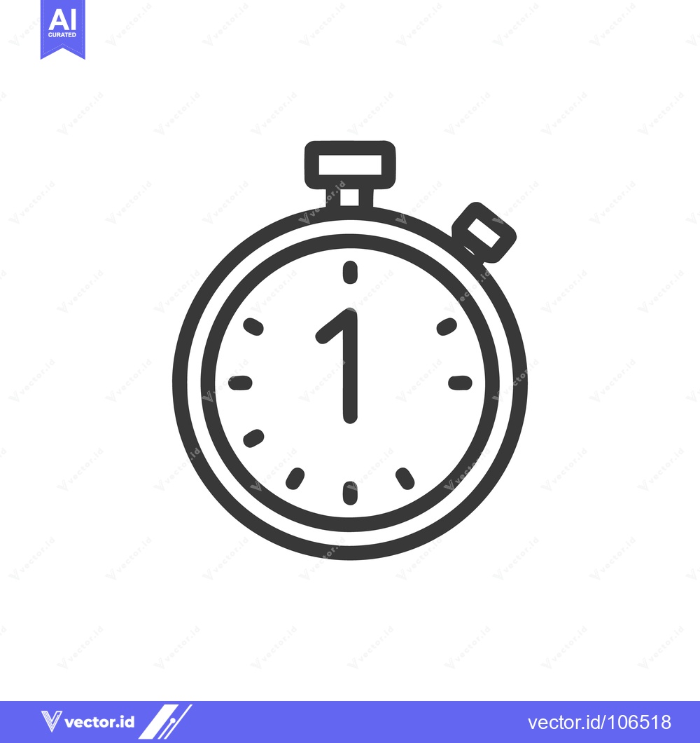 Premium Vector dari Minimalist Stopwatch Icon with Number One, Isolated on White Backgroun