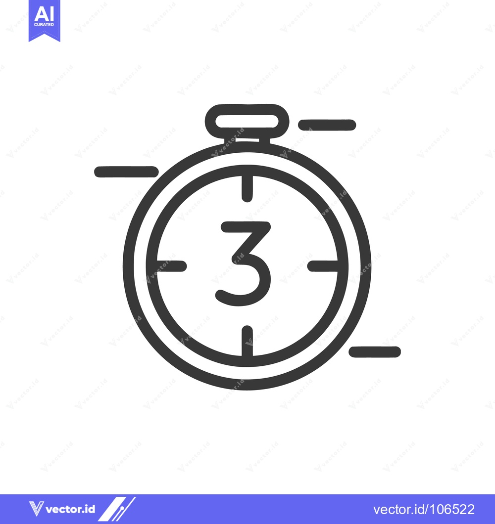 Premium Vector dari Minimalist Timer Icon with Number Three Displayed