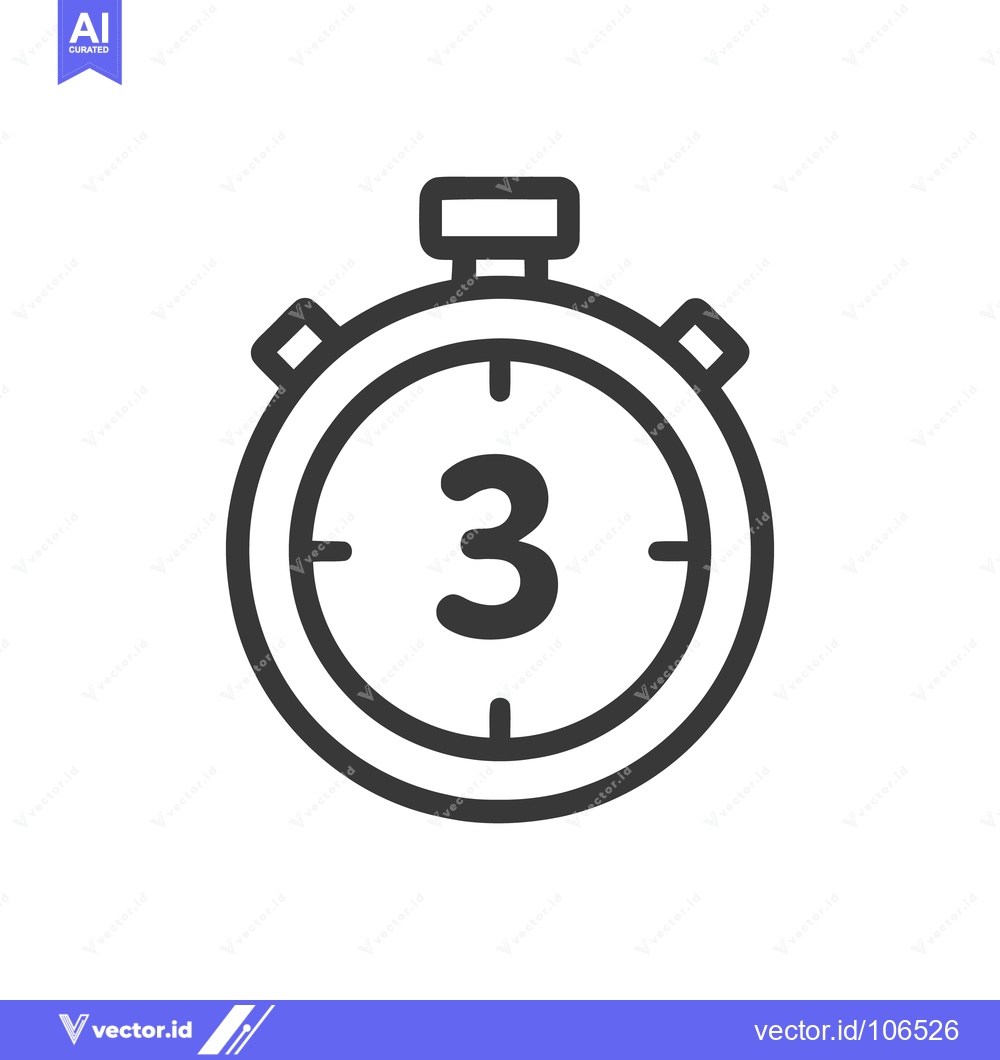 Premium Vector of Three Second Timer: Minimalist Stopwatch Icon on White Background