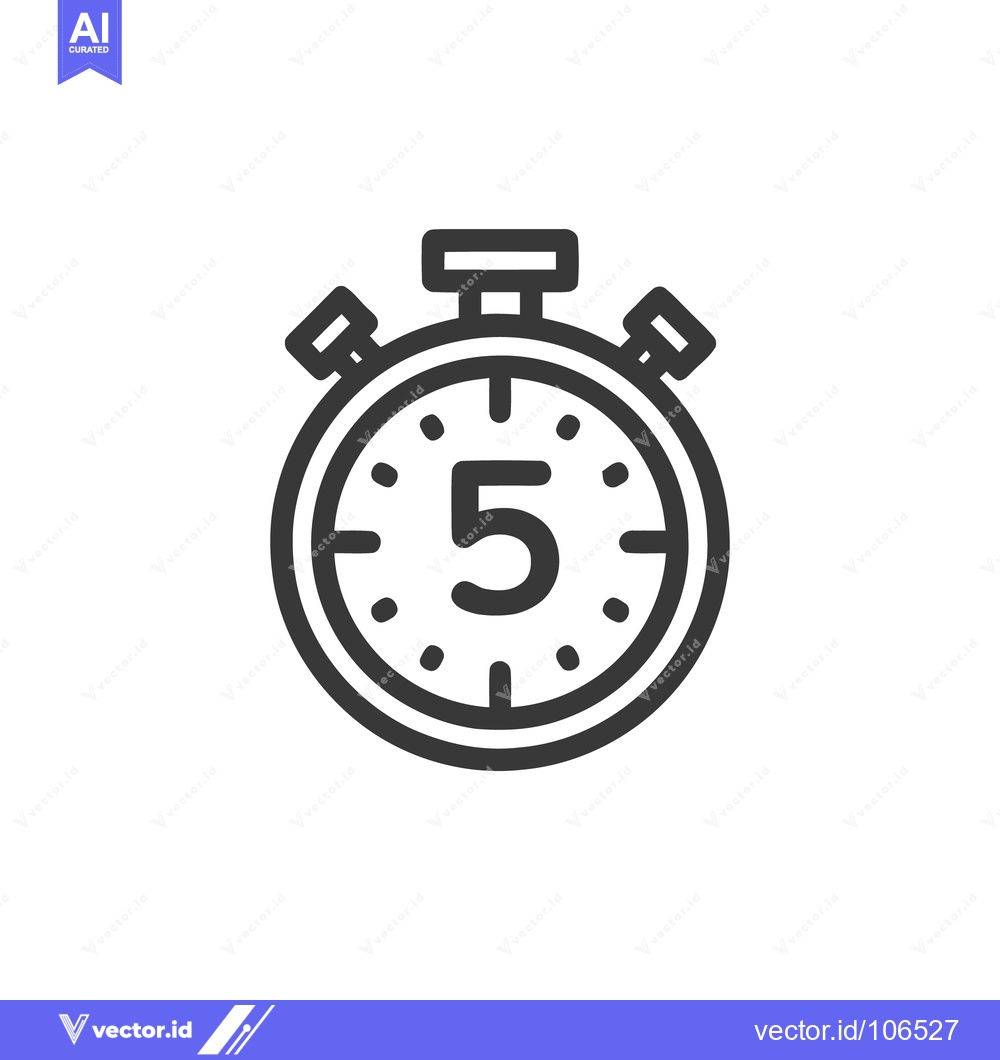 Premium Vector dari Five Seconds Timer Icon, Minimalist Stopwatch Design on White Backgrou