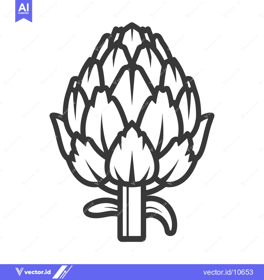 Premium Vector of A Black and White Outline Illustration of an Artichoke
