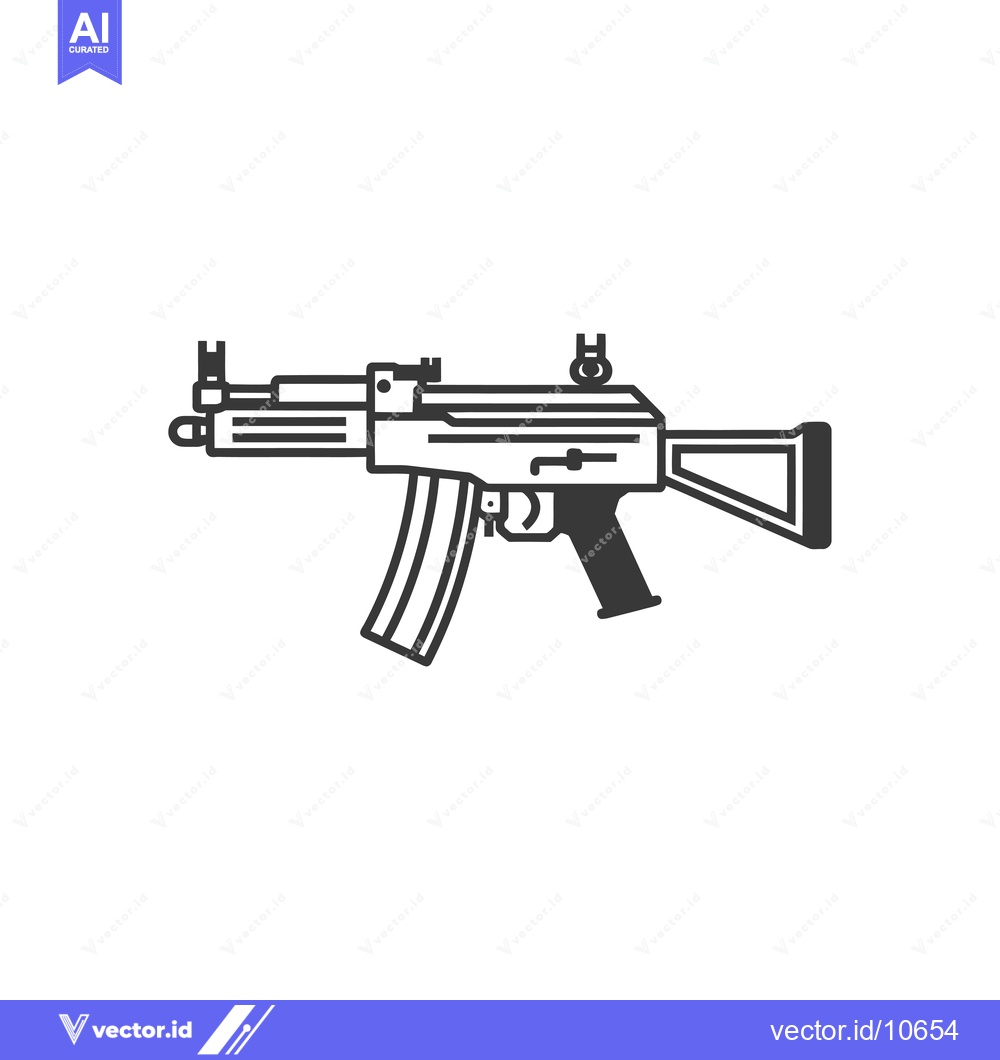 Premium Vector dari A Black and White Outline Illustration of an Assault Rifle