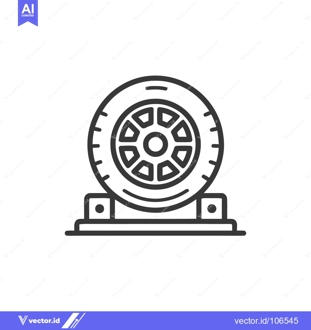 Premium Vector dari Minimalist Car Wheel Icon on Stand, Automotive Industry Symbol