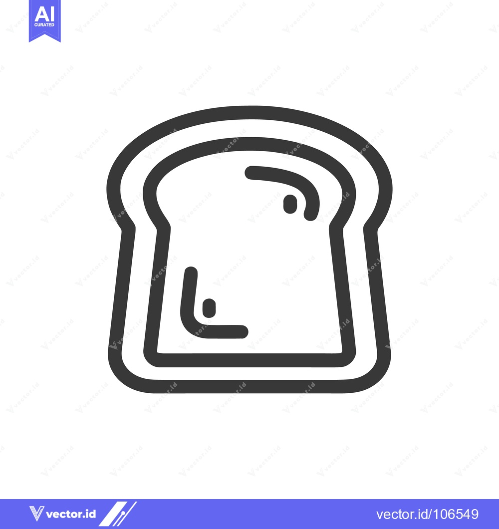 Premium Vector dari Minimalist Bread Slice Icon: Bold Outline on White Background