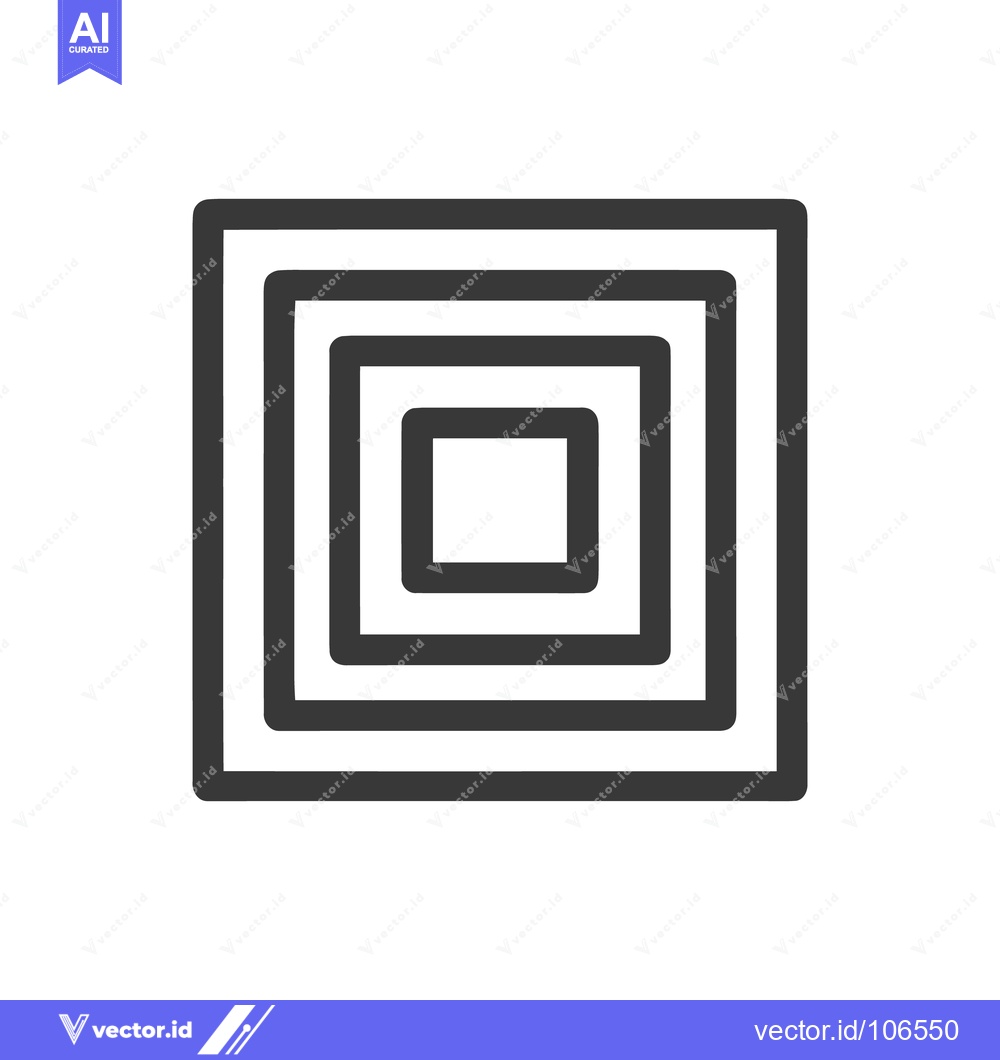 Premium Vector dari Concentric Square Icon: Minimalist Design with Rounded Corners and Bol