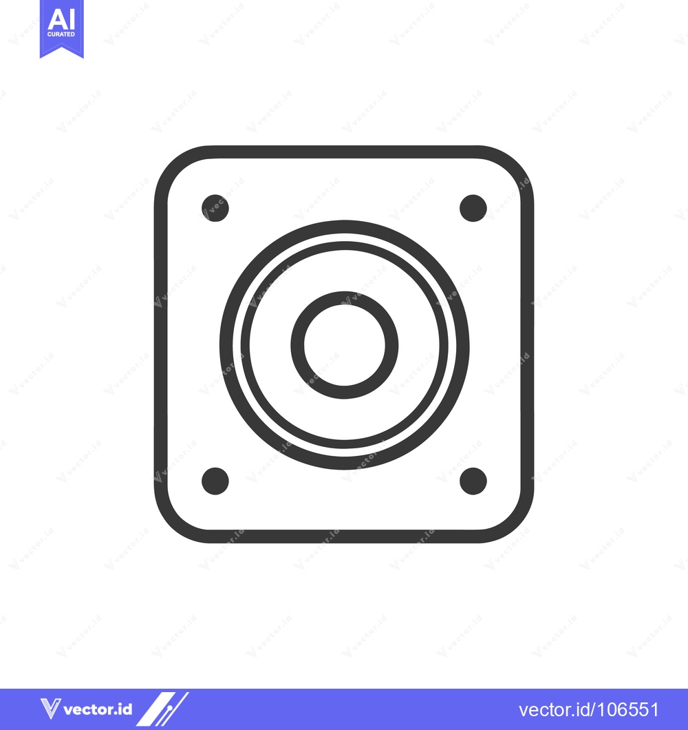 Premium Vector dari Minimalist Speaker Icon: Square Frame, Concentric Circles, Mounting Po