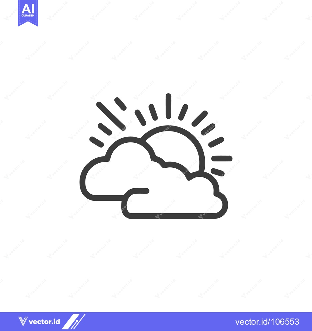 Premium Vector dari Minimalist Sun and Cloud Icon: Weather Forecast Symbol