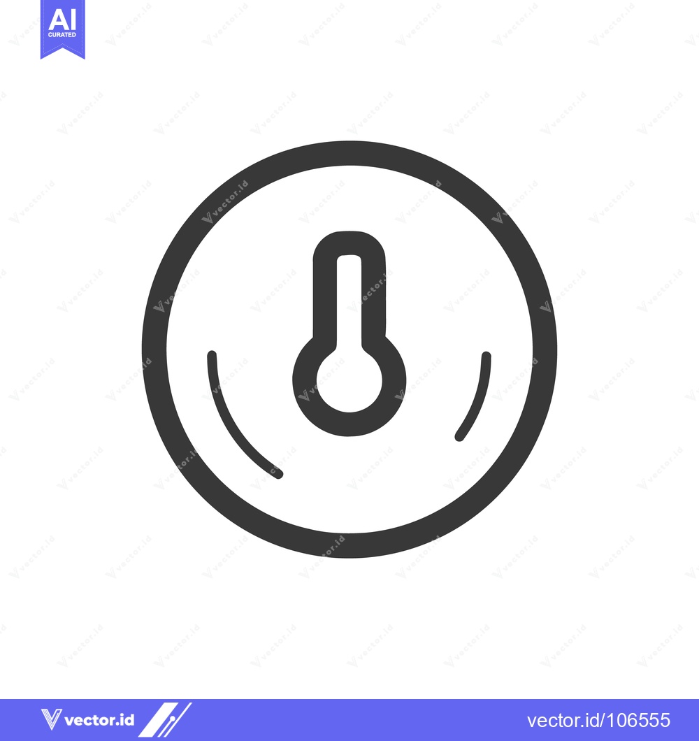 Premium Vector of Simple Thermostat Icon: Round Control with Temperature Indicator in Da