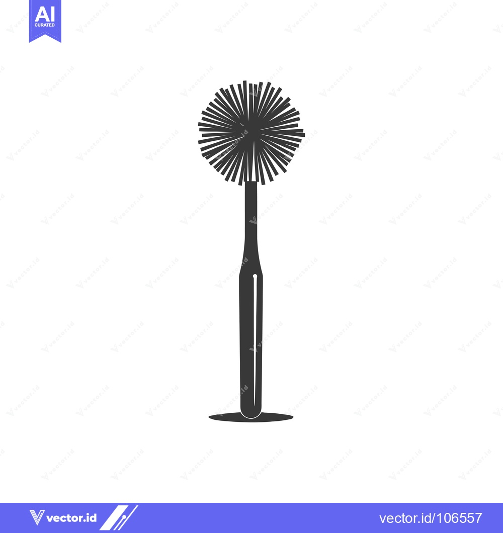 Premium Vector of Toilet Brush with a Round Bristle Head