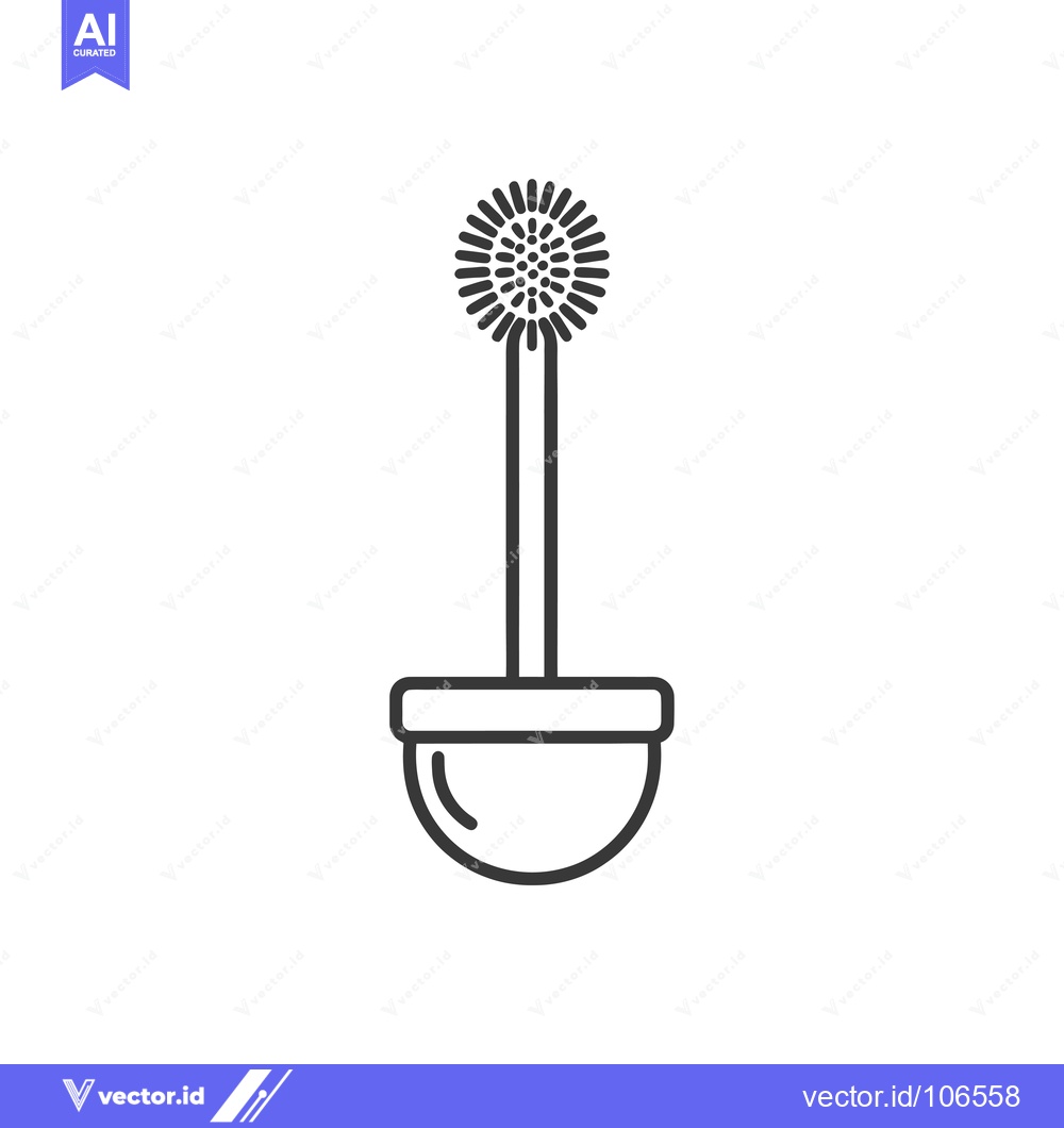 Premium Vector dari Toilet Brush with Handle and Base