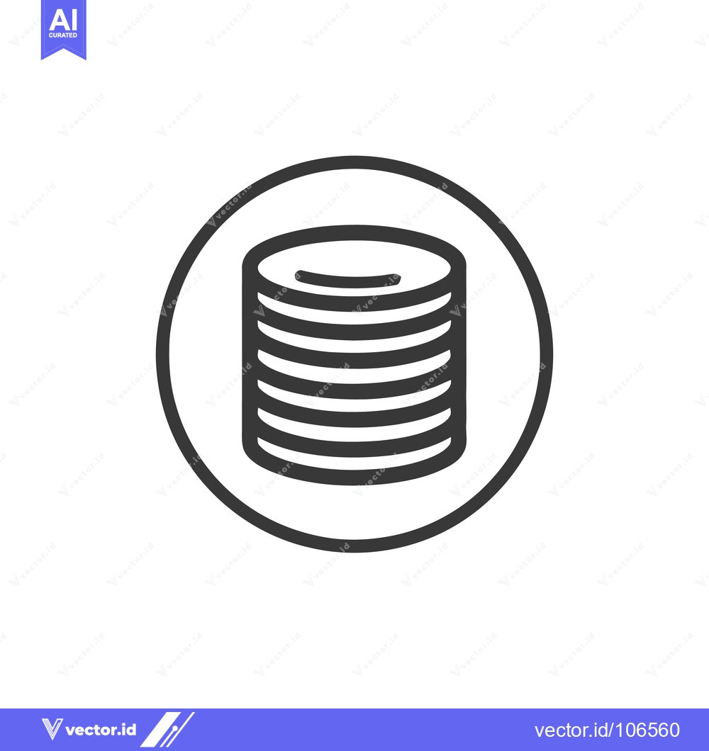 Premium Vector dari Stacked Coins Icon: Minimalist Black and White Financial Symbol in Cir