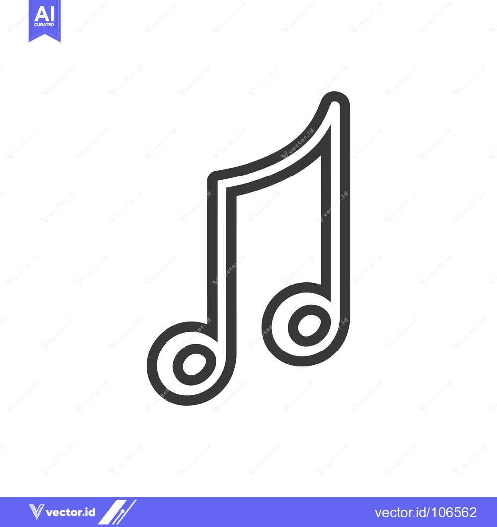 Premium Vector of Minimalist Eighth Note Icon: Bold Outline on White Background