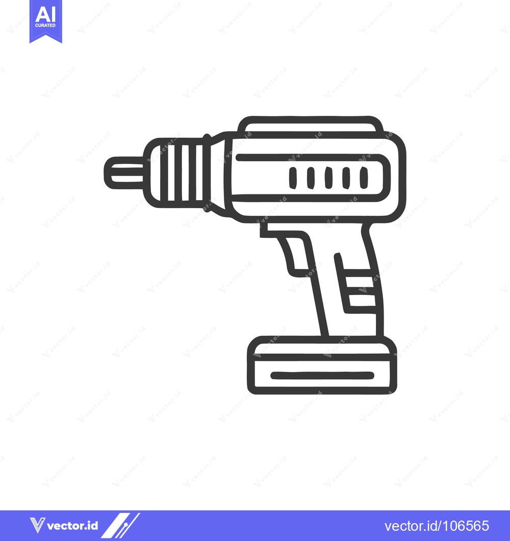 Premium Vector dari Minimalist Line Art: Cordless Drill Icon on White Background
