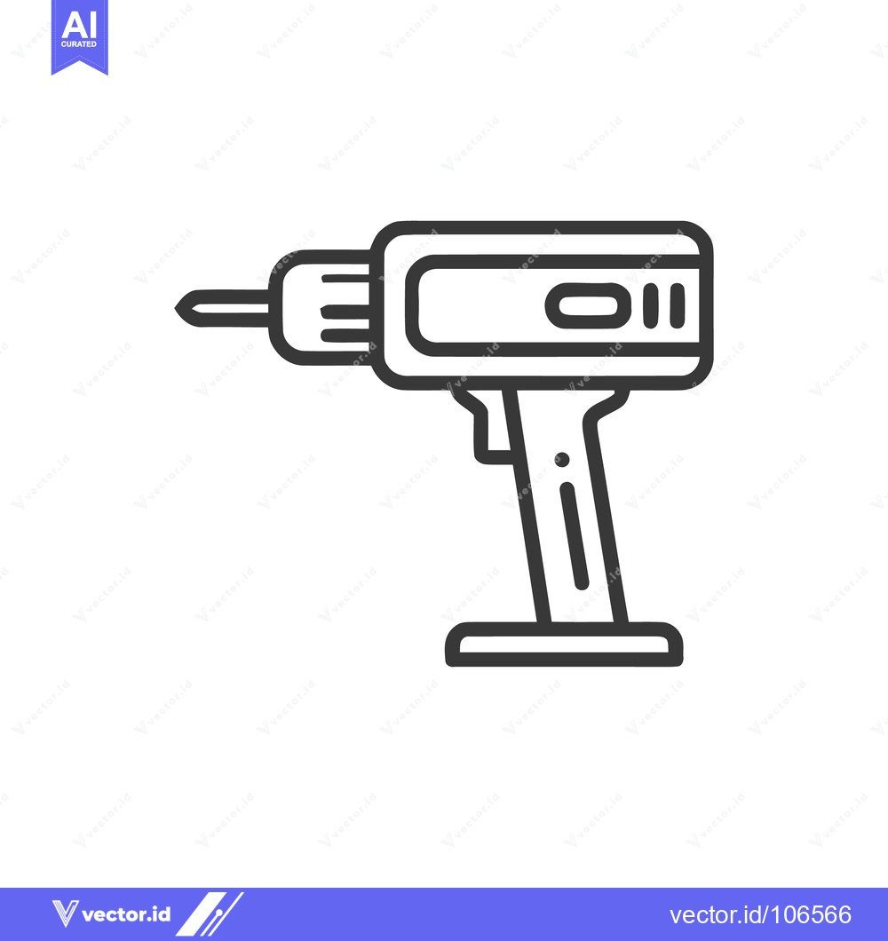 Premium Vector dari Minimalist Line Art: Cordless Drill Icon on White Background