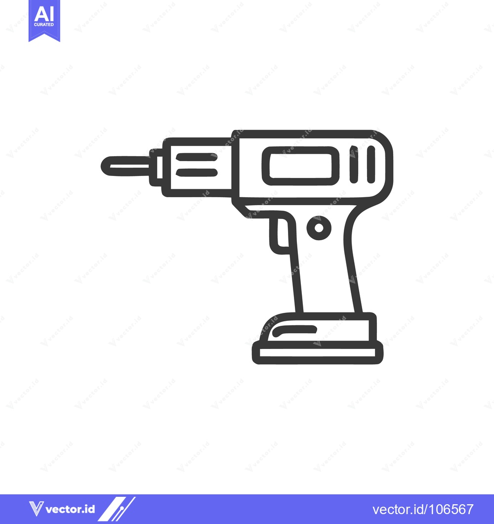 Premium Vector dari Minimalist Drill Icon: Bold Outline on White Background, Tool Symbol