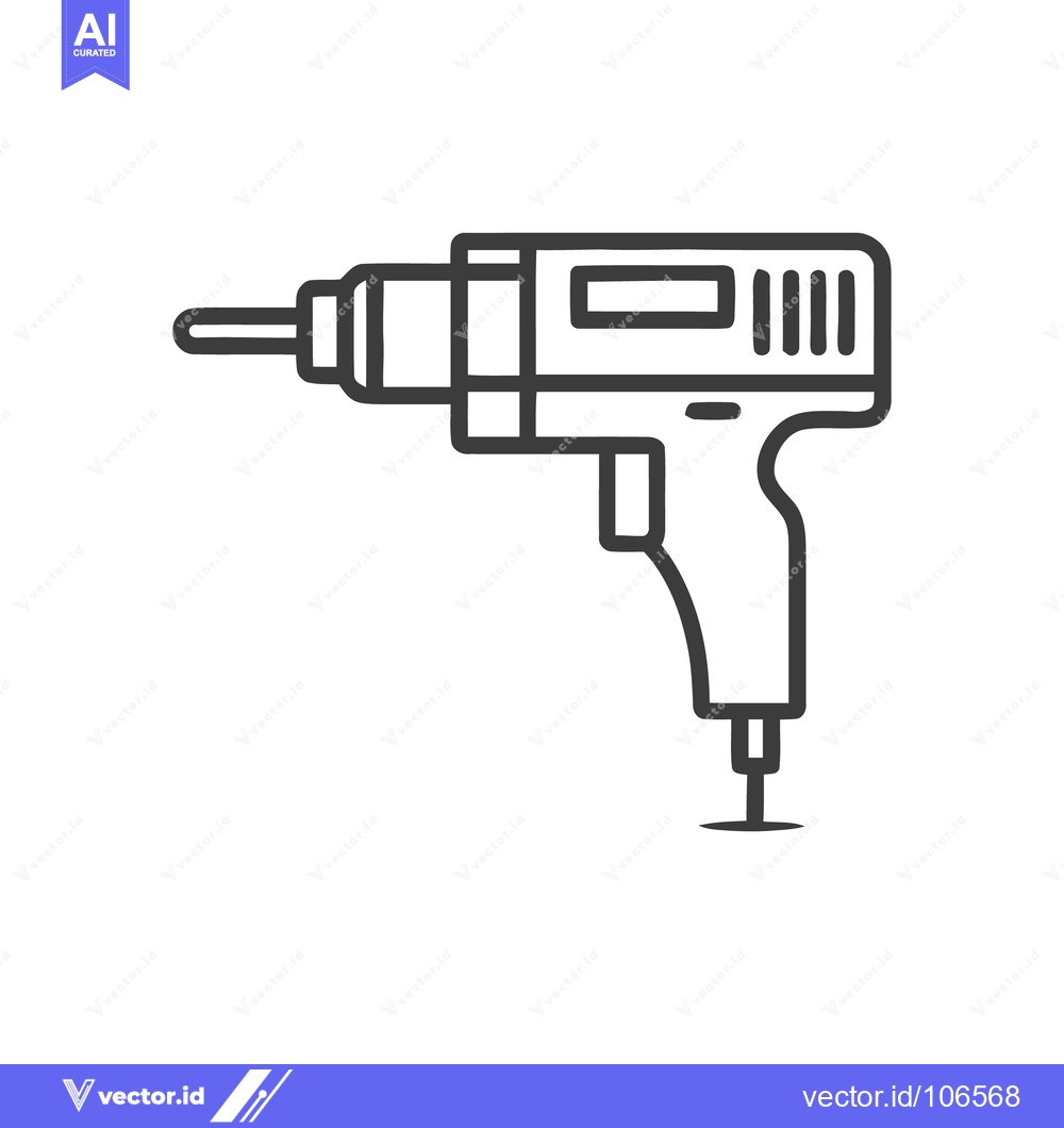 Premium Vector dari Minimalist Line Art: Cordless Drill Illustration on White Background