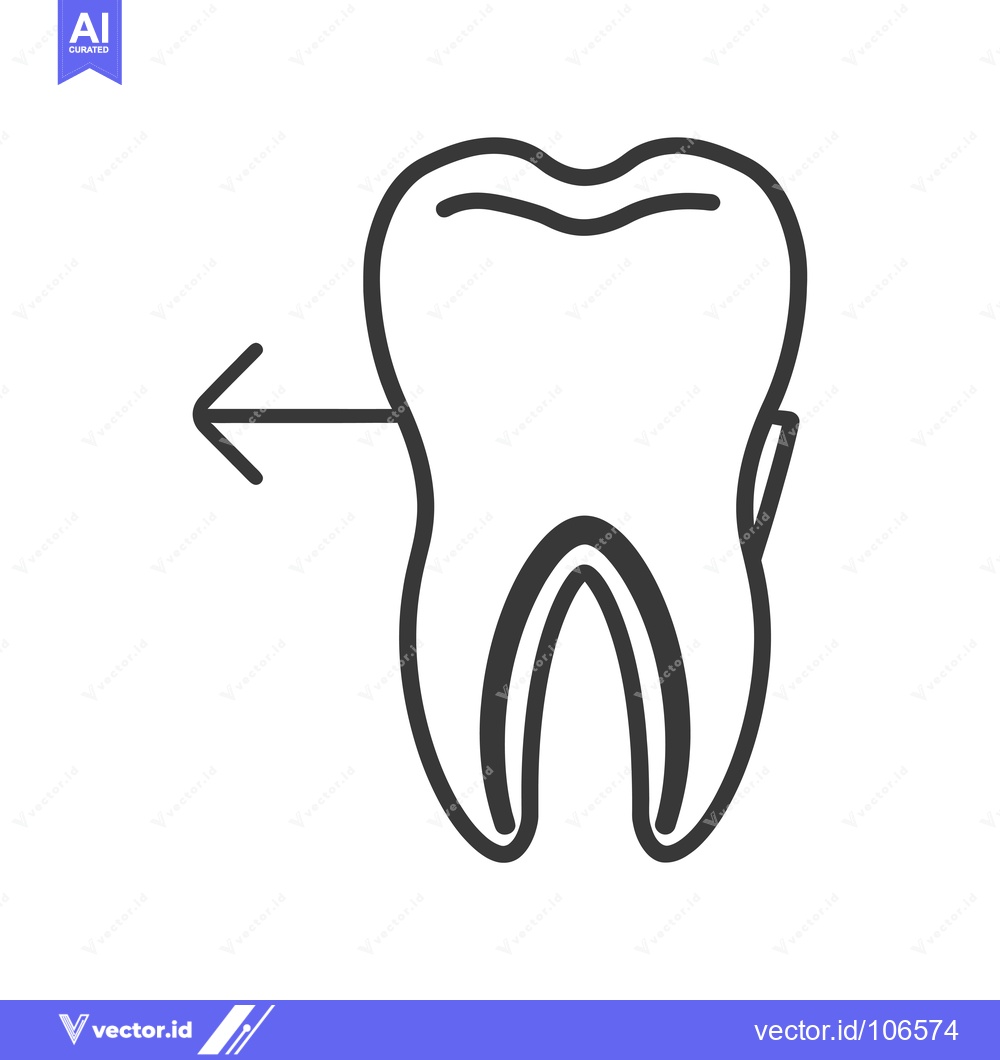 Premium Vector of Tooth with Arrow Pointing Left,  Representing Tooth Movement