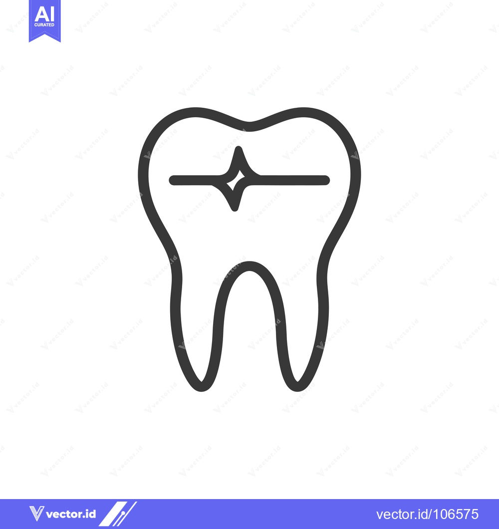 Premium Vector dari Tooth with a sparkle on the surface, representing clean and healthy te