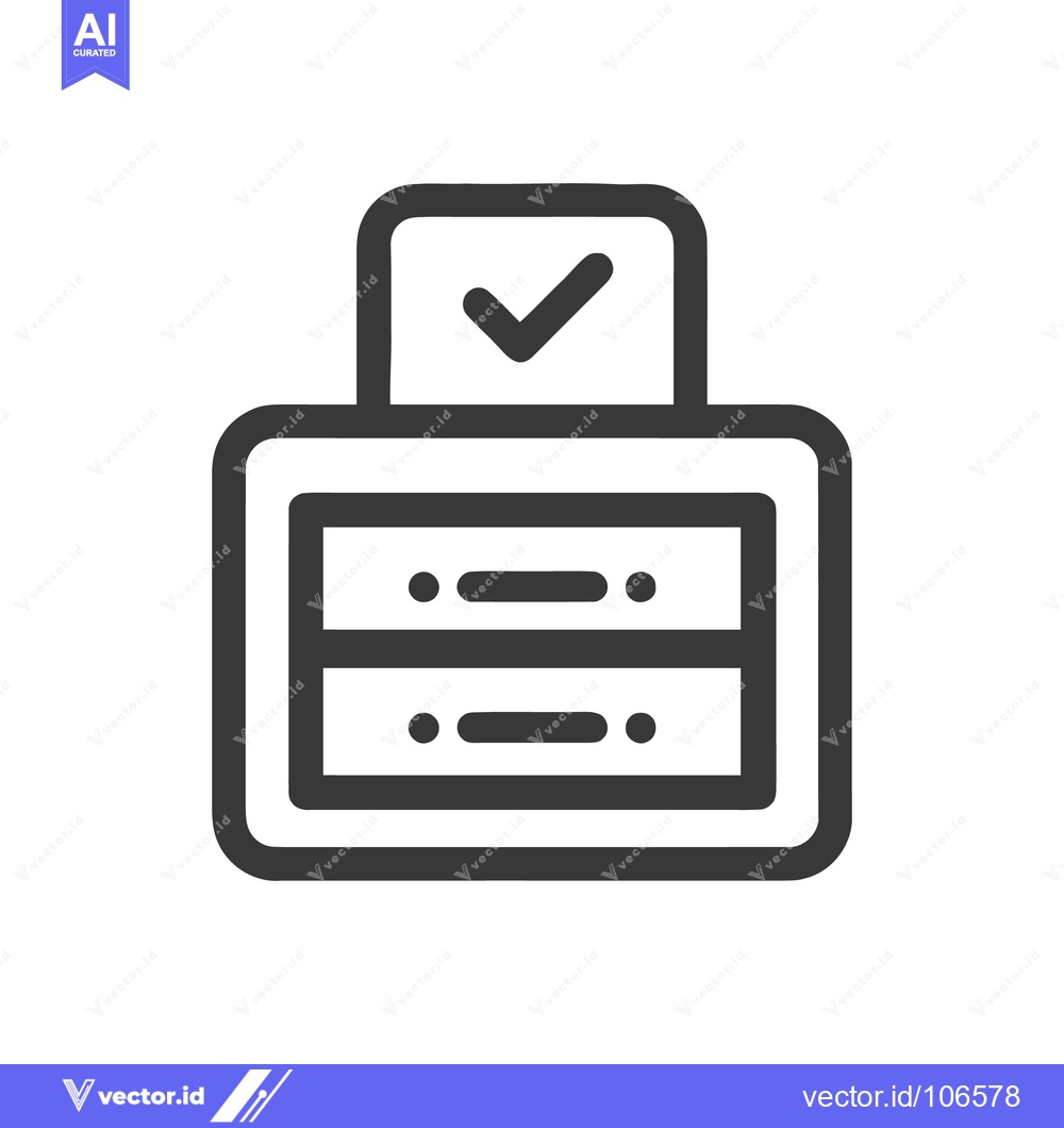 Premium Vector dari Dark Gray Filing Cabinet Icon with Check Mark on Top, Isolated