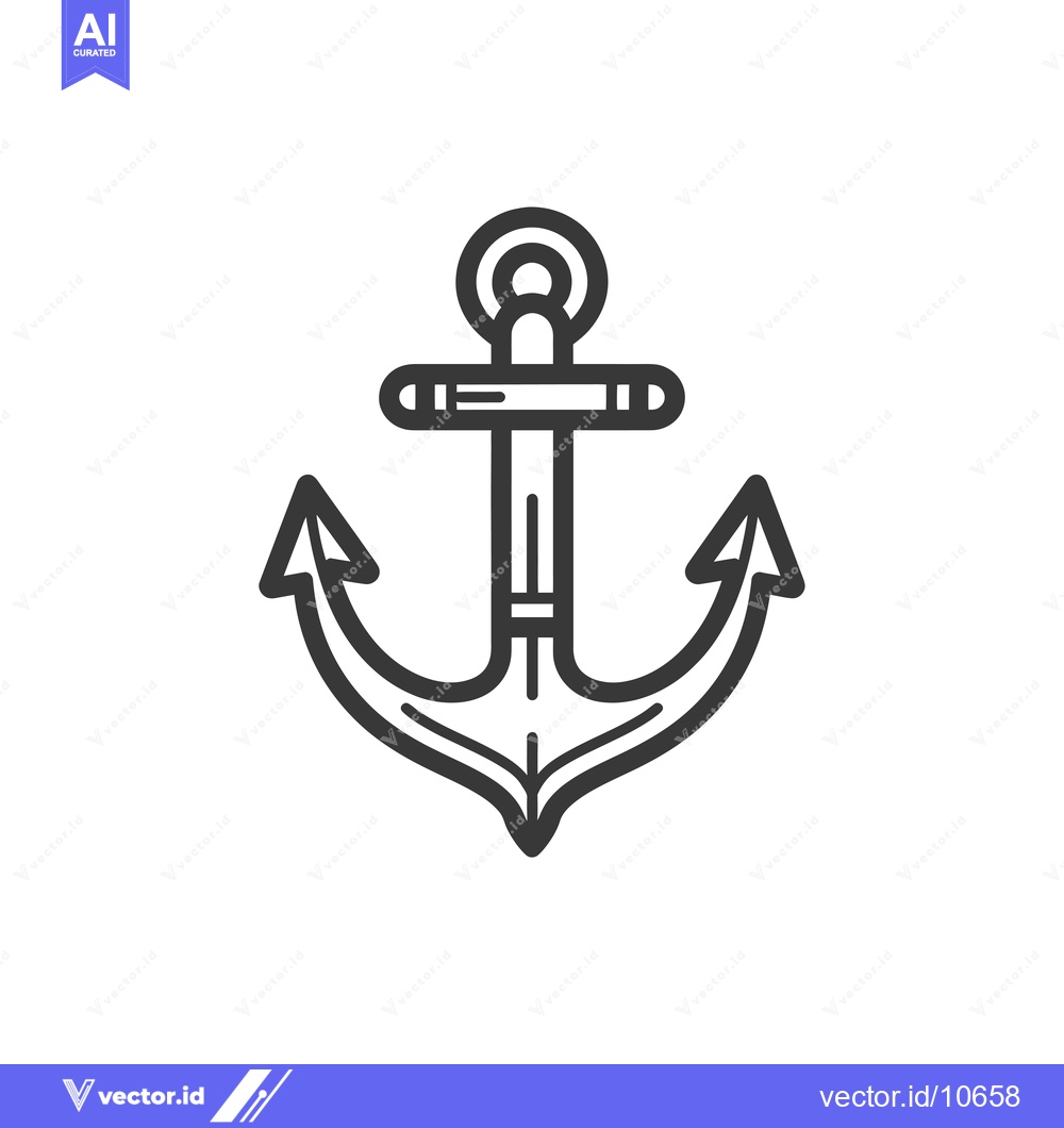 Premium Vector dari A Black and White Outline Illustration of a Ship's Anchor