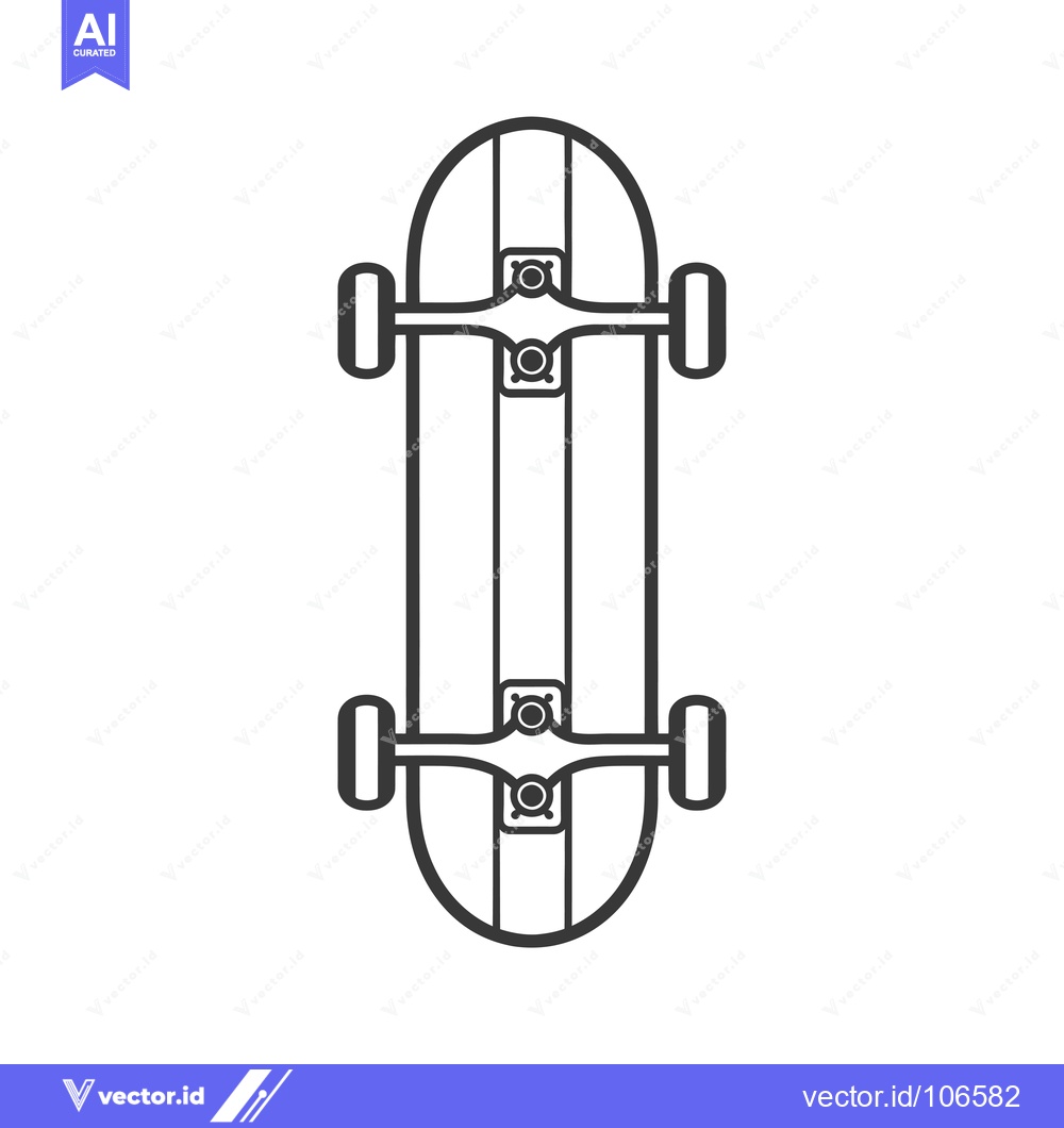 Premium Vector dari Top View of a Skateboard with Wheels and Trucks