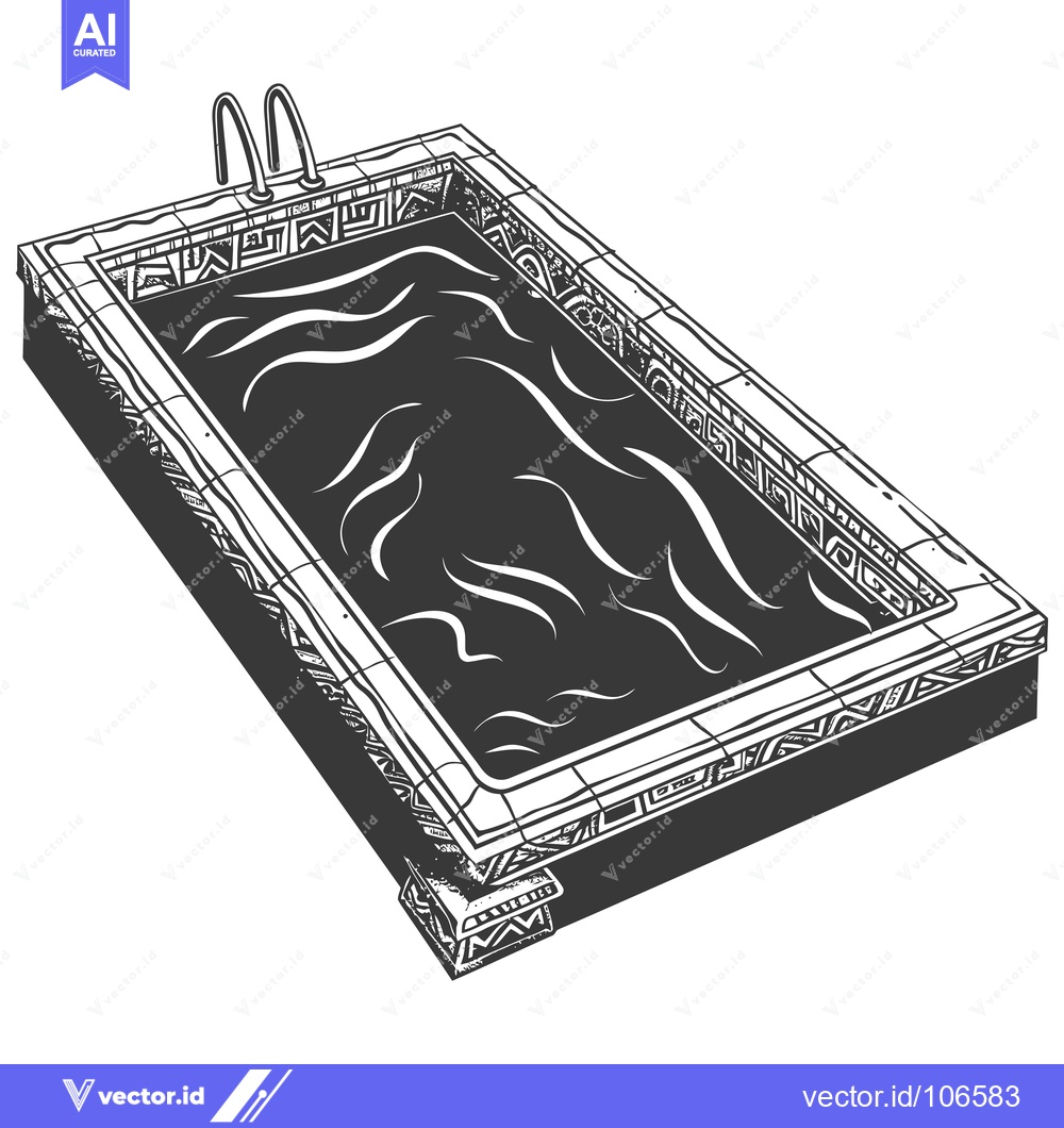 Premium Vector dari Top View of a Swimming Pool with a Detailed Tile Pattern