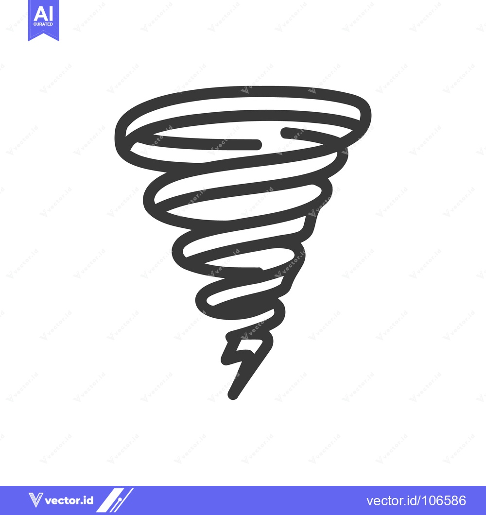 Premium Vector of Stylized Tornado Icon with Lightning Bolt, Minimalist Design