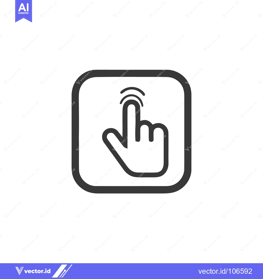Premium Vector dari Touchscreen Icon: Finger Tapping on Digital Interface, Rounded Square