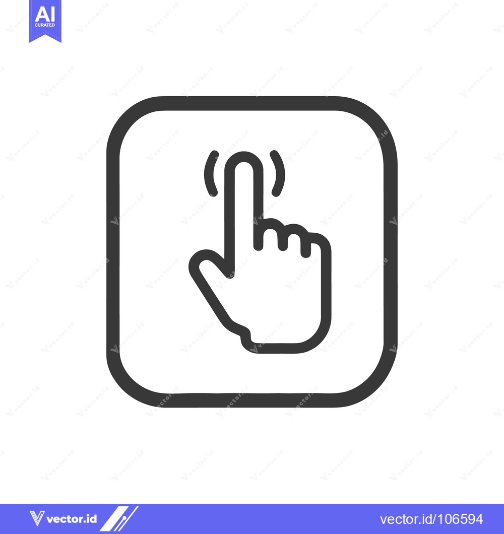 Premium Vector dari Finger Tap Icon in Rounded Square, Minimalist Design, Black and White