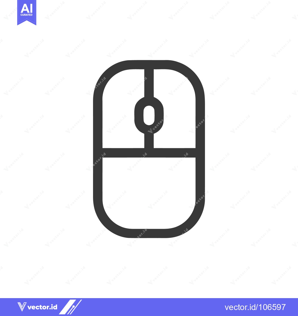 Premium Vector dari Minimalist Computer Mouse Icon, Black Outline on White Background, Mod