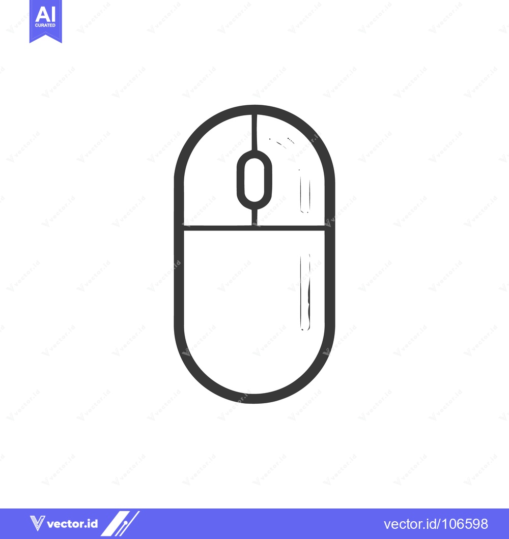 Premium Vector dari Minimalist Computer Mouse Icon with Bold Outline on White Background