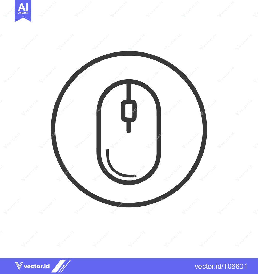 Premium Vector dari Computer Mouse Icon in Circle, Minimalist Design, Black Outline on Whi