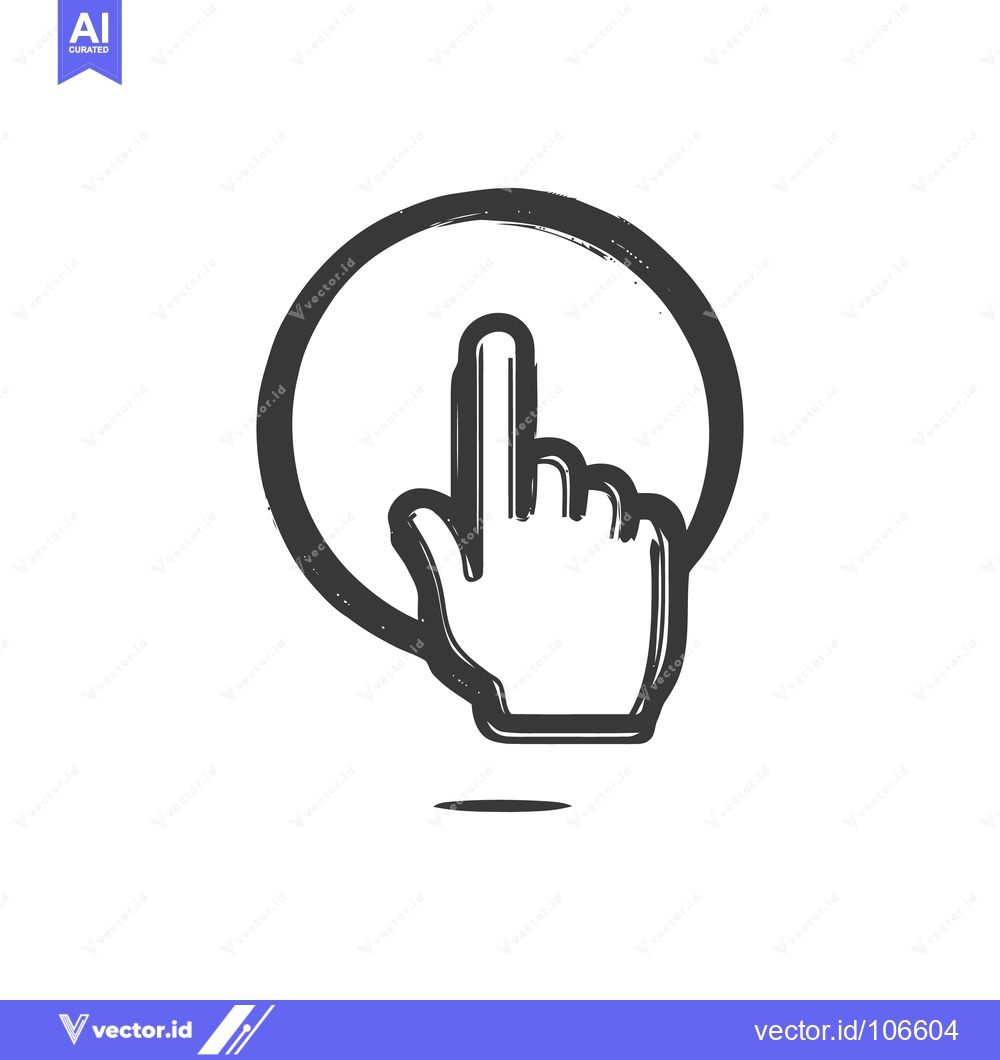 Premium Vector dari Grunge Style Hand Cursor Icon with Circle, Isolated on White Backgroun
