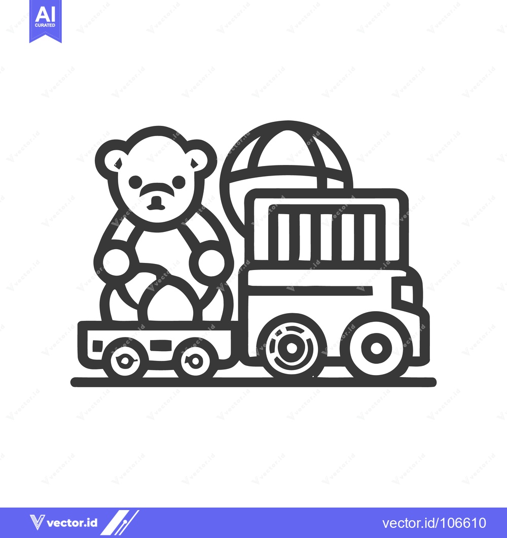 Premium Vector dari Minimalist Toy Icon: Teddy Bear, Ball, and Truck on Wheels