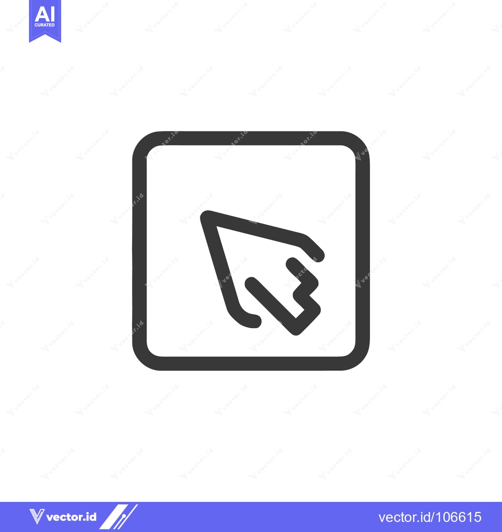 Premium Vector of Minimalist Cursor Icon in Rounded Square Frame, Dark Gray on White