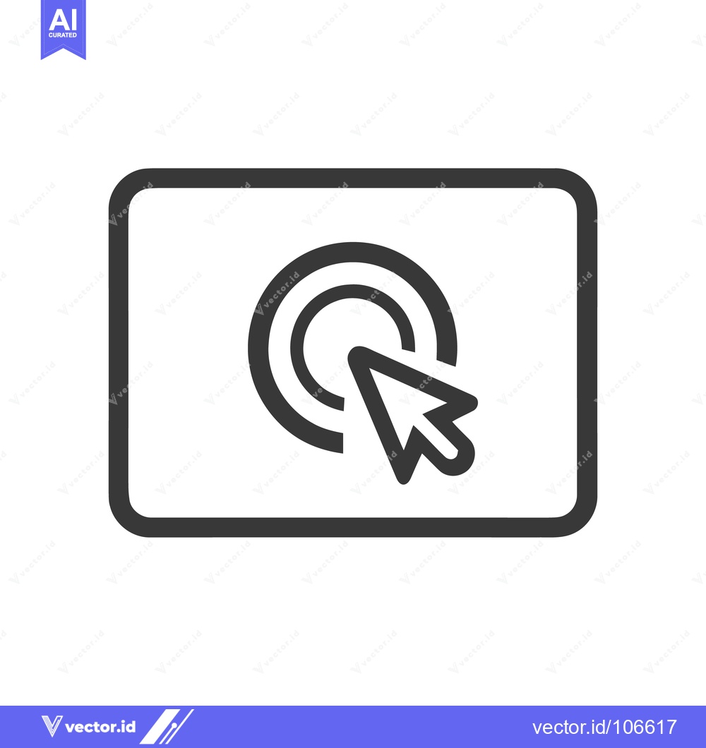 Premium Vector of Click Icon: Cursor Targeting Concentric Circles on Screen, Minimalist