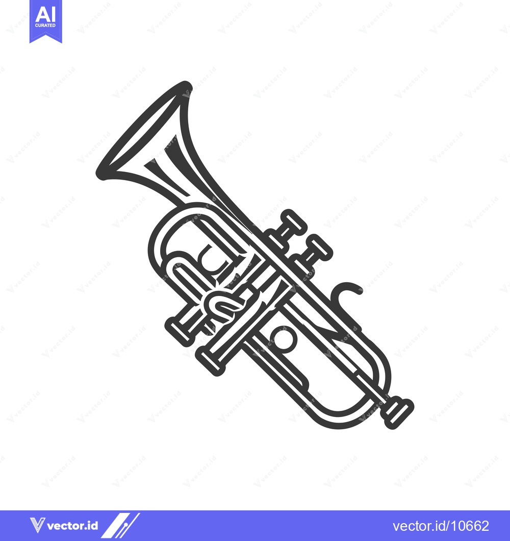 Premium Vector dari A Black and White Outline Illustration of a Trumpet