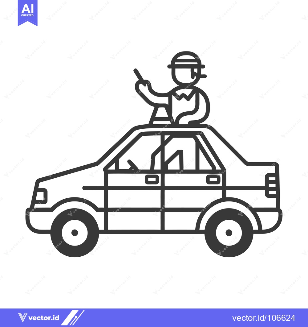Premium Vector dari Traffic Controller Standing on the Roof of a Car