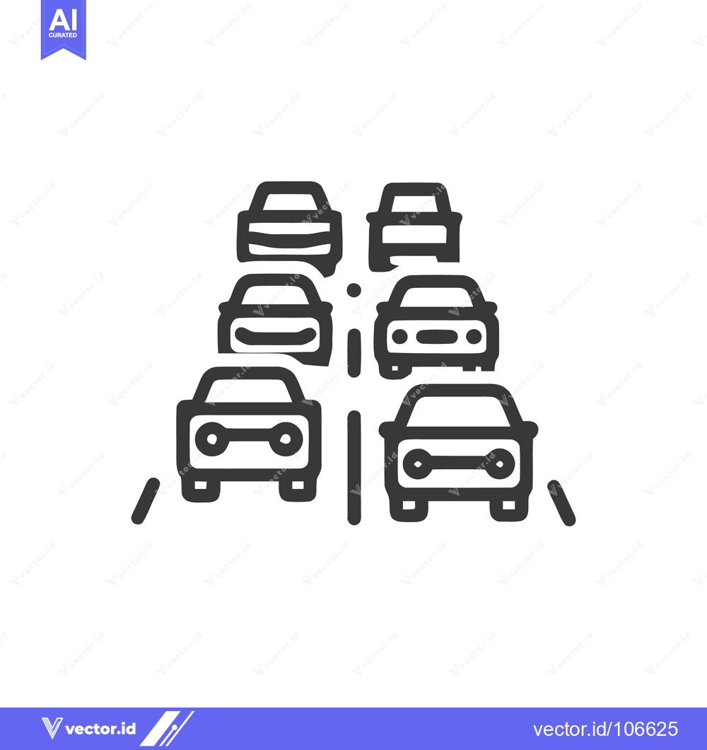 Premium Vector of Traffic Jam Icon: Gridlock of Cars in Minimalist Line Art Style