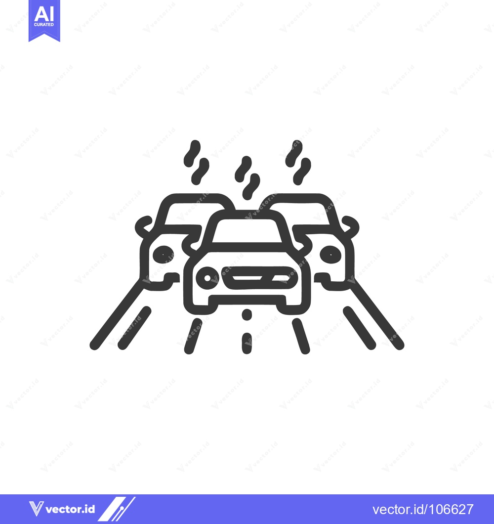 Premium Vector dari Traffic Jam Icon: Cars Emitting Smoke, Road Congestion Symbol, Line Ar