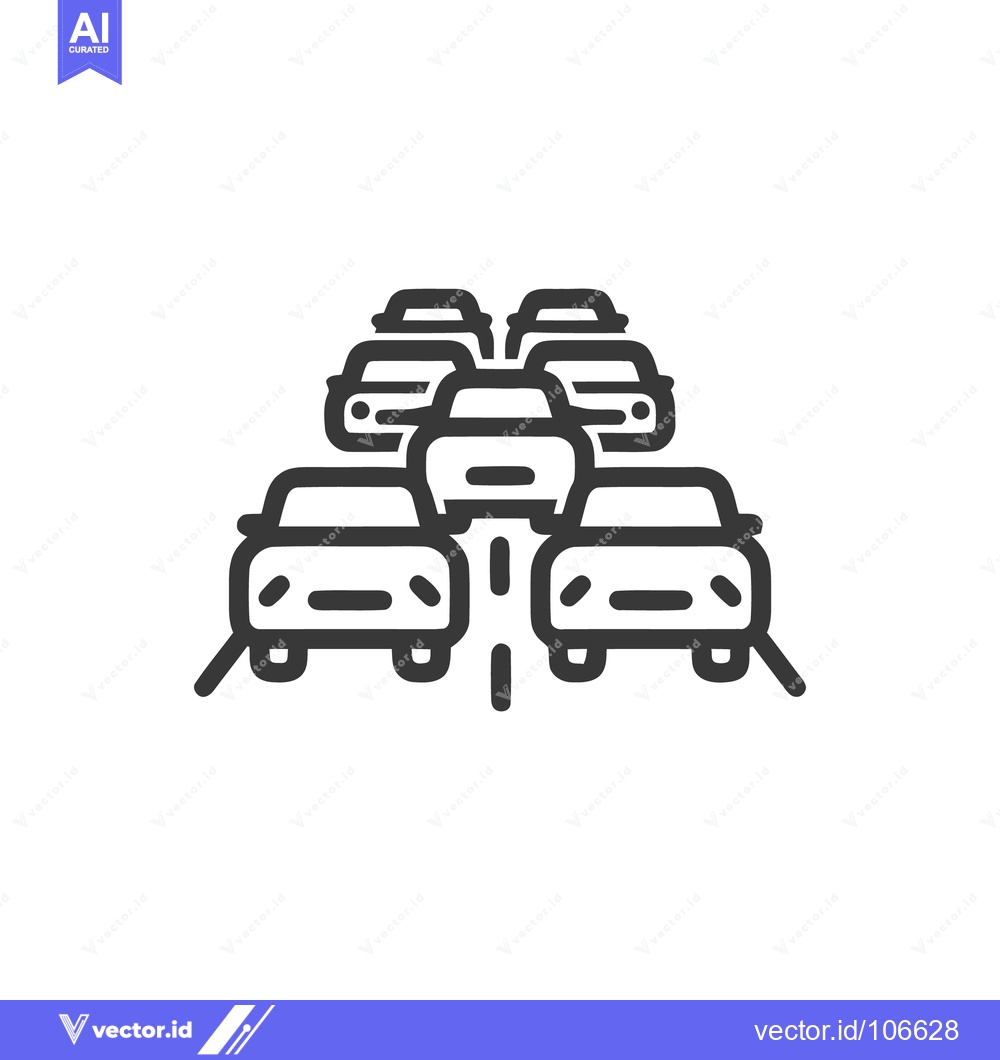 Premium Vector dari Traffic Jam Icon: Dense Line Art Depicting Congested Roadway